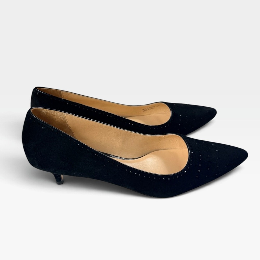 Cole Haan Bradshaw JWL Pump 40 Womens 10 Black Suede Kitten Heel Jewel Excellent